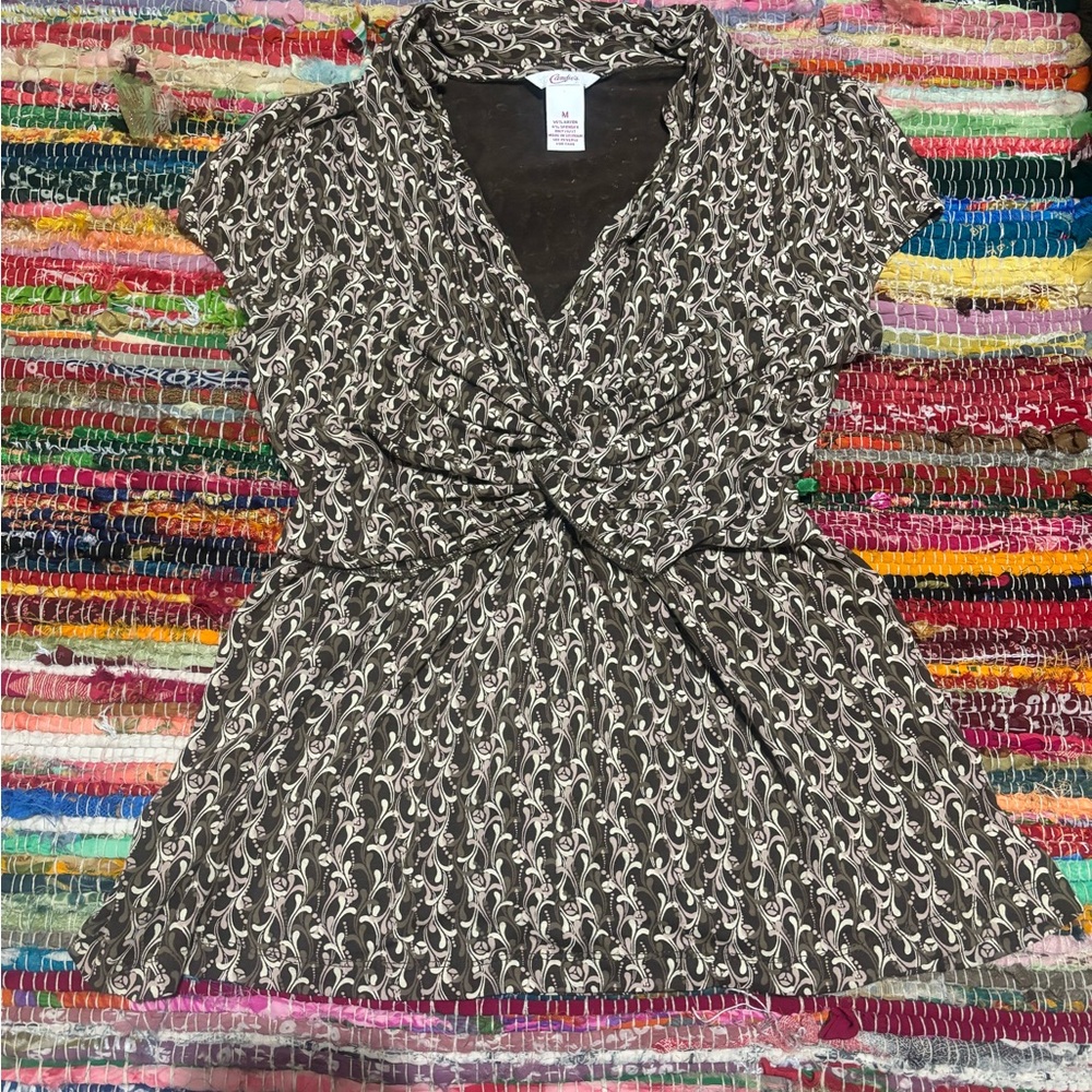 Candie's Brown and Cream Patterned Top